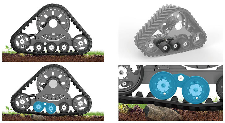 conversion track system oscillating wheels